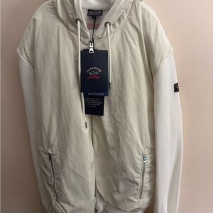 Paul & Shark Men's Off-White Hooded Windbreaker